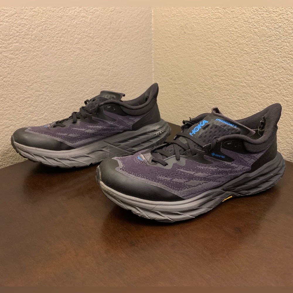 Hoka Speedgoat 5 GTX  Spike Trail Running Shoes Black Gore-Tex Men’s Size 11.5D